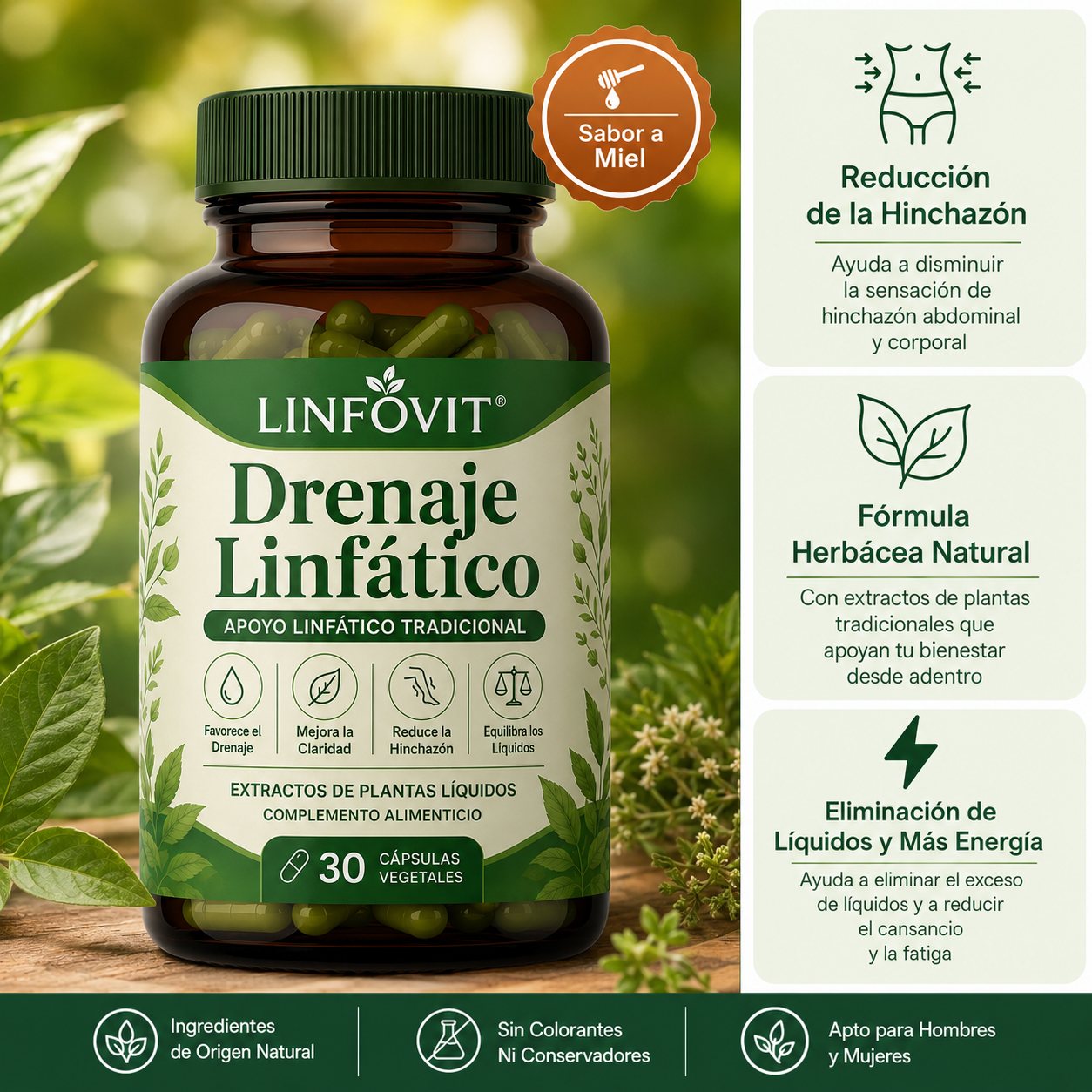 Linfovit Drenaje Linfatico - frasco 30 capsulas vegetales