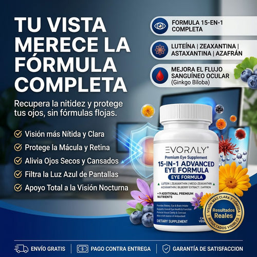 EVORALY Vision 15-en-1 Fórmula Avanzada para la Vista 60 Cápsulas