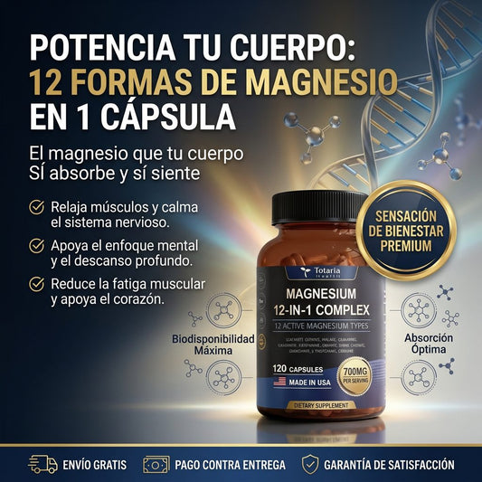Magnesio 12 en 1 — Complejo de 12 Formas de Magnesio 120 Cápsulas