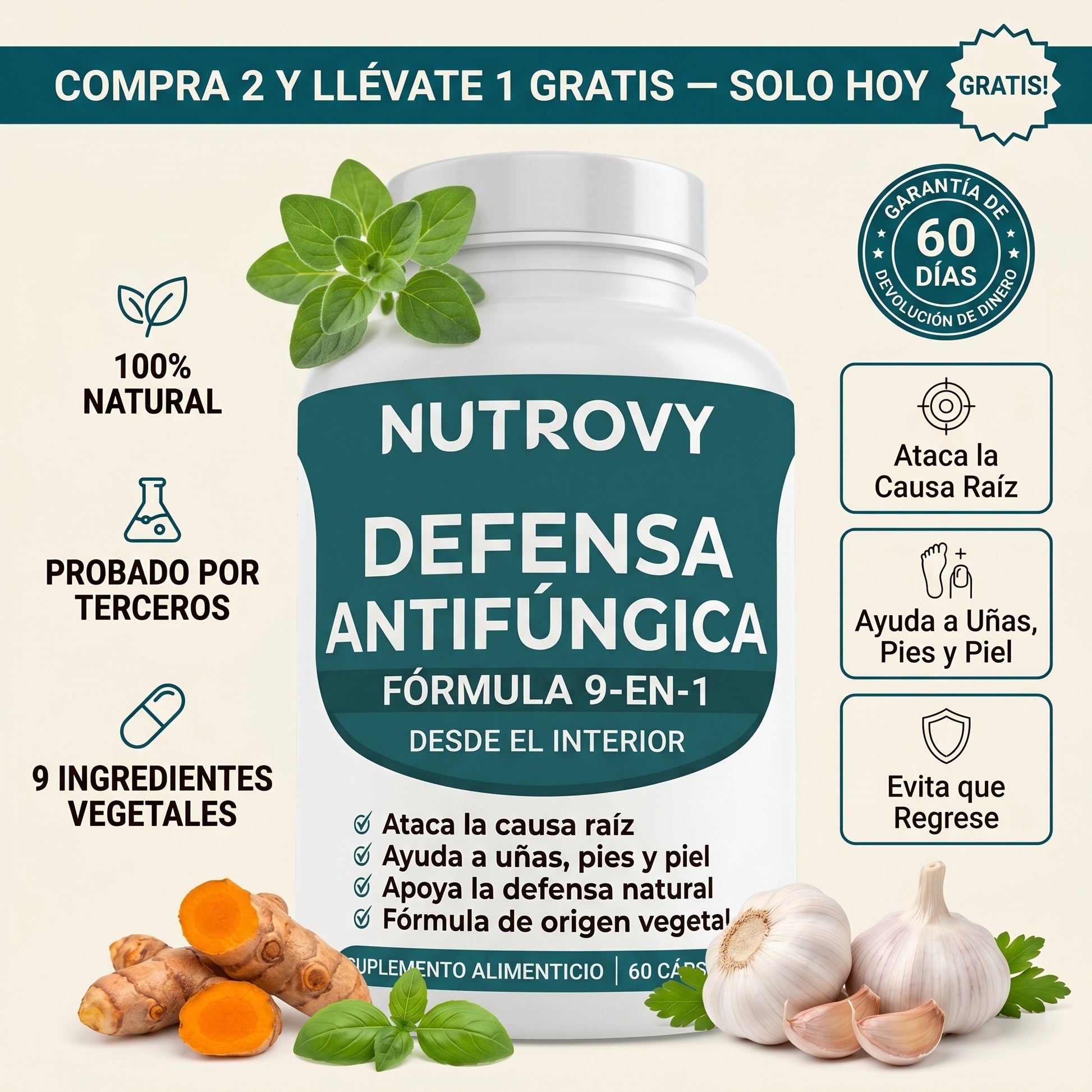 Fungus Eliminator — Compra 2 lleva 1 gratis · Garantía 60 días
