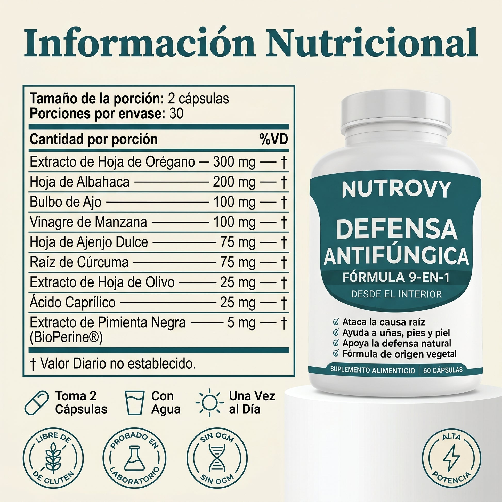 Fungus Eliminator — Información nutricional