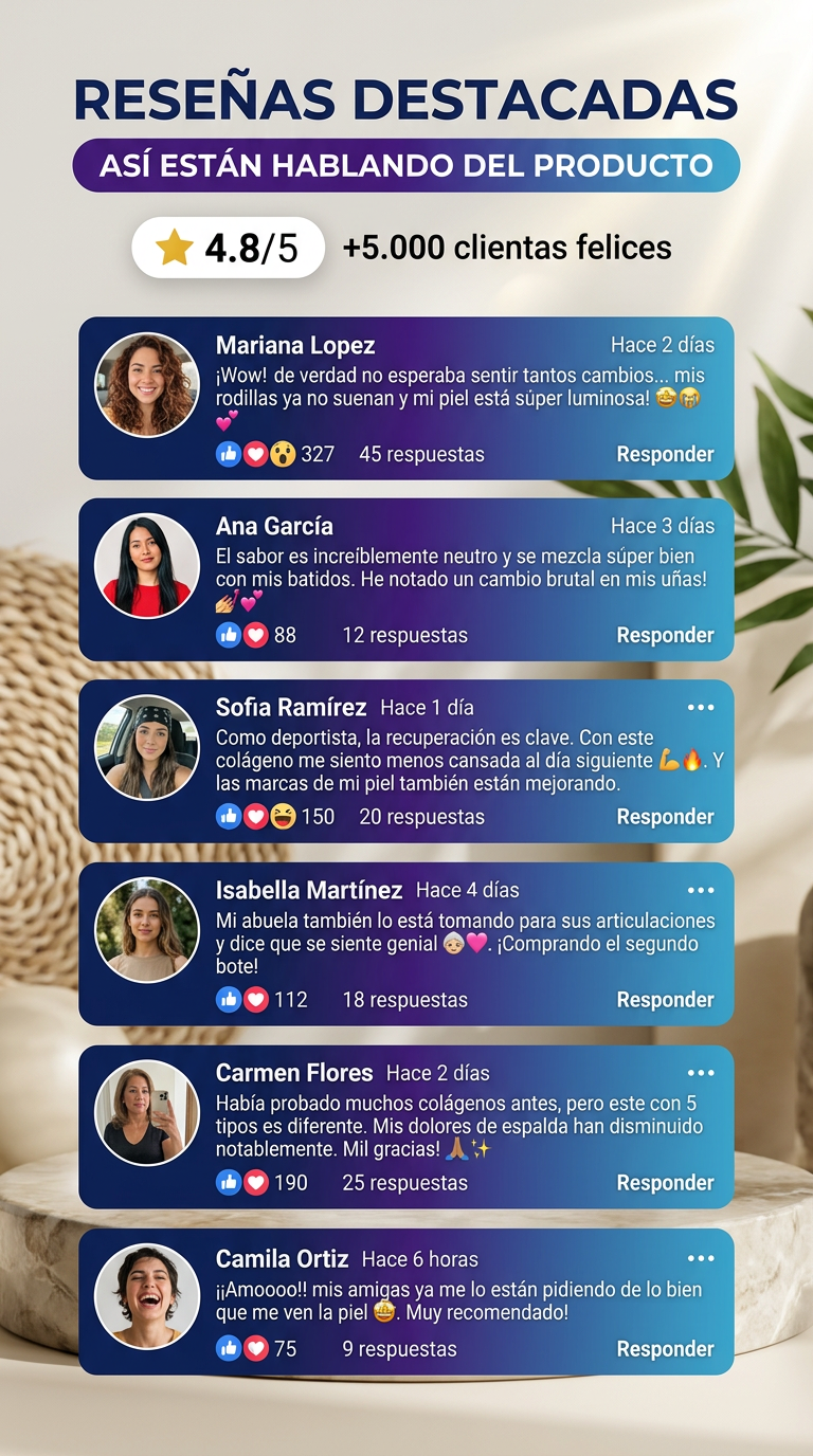 Multi Collagen Peptides — Reseñas destacadas: 4.8/5 verificadas con clientes reales